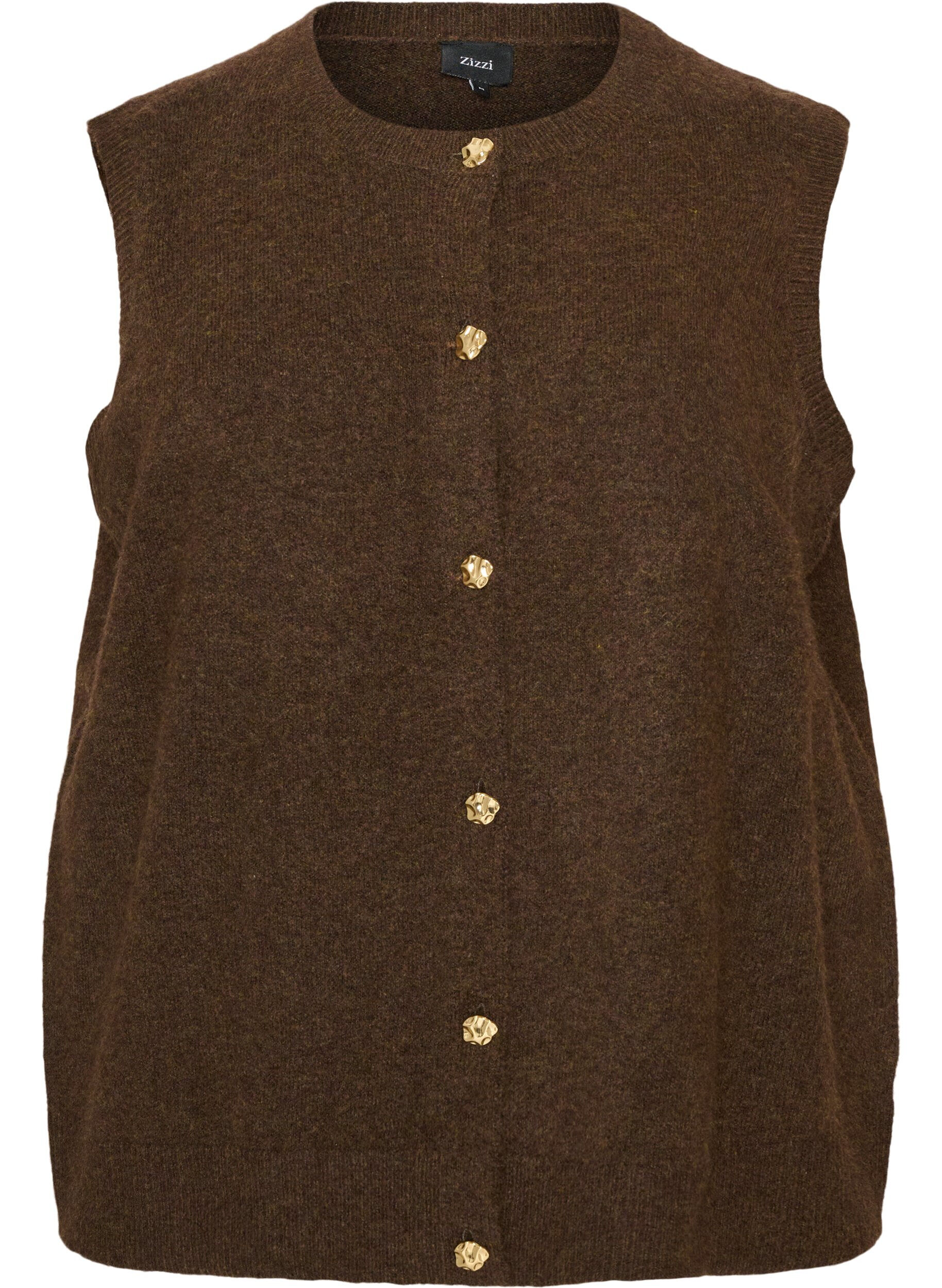 Strikket vest med dekorative knapper