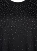 T-shirt med rhinsten og rund hals, Sort, Packshot image number 2
