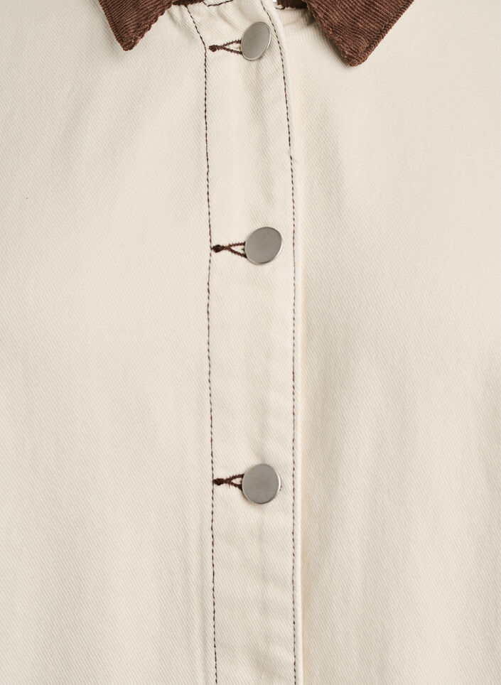 Jakke i farvet denim med kontrastkrave, Vanilla, Packshot image number 2