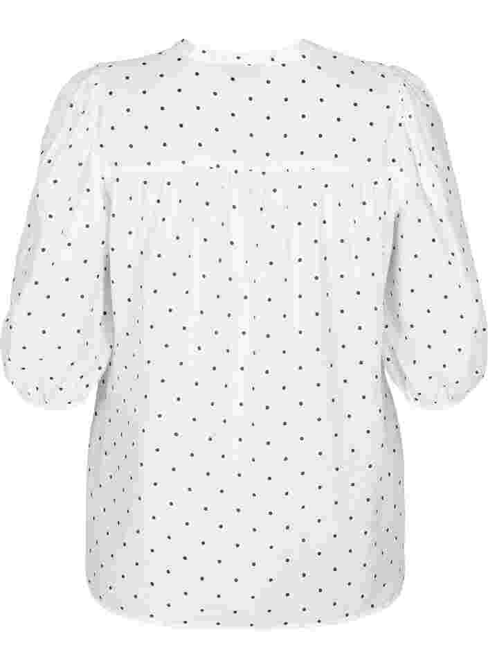 Prikket bluse med 3/4 ærmer i viskosekvalitet, White Dot, Packshot image number 1