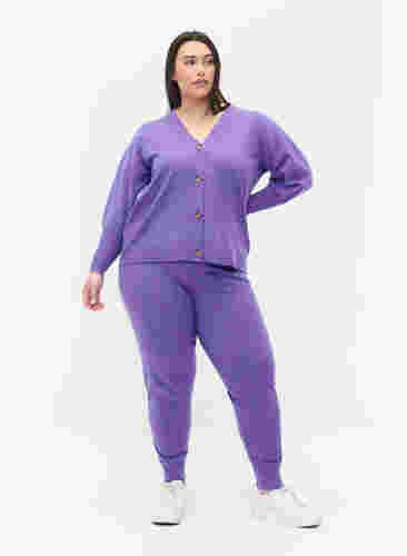 Strikket cardigan med knaplukning, Purple Opulence Mel., Model image number 2