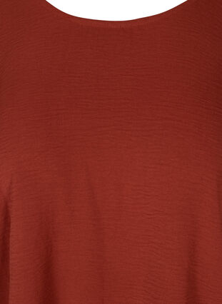 Langærmet bluse med smock og rund hals, Fired Brick, Packshot image number 2
