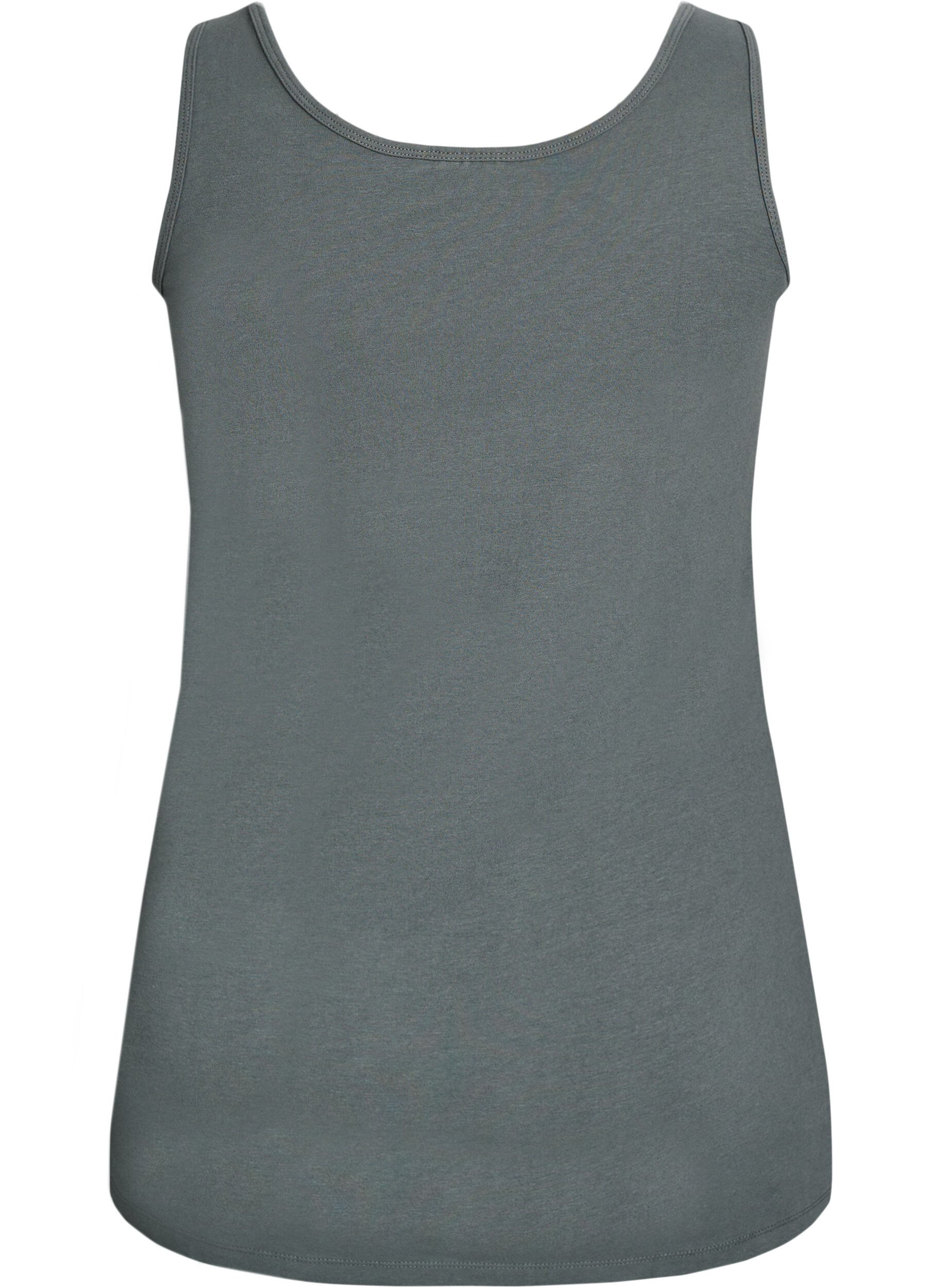 ZizziEnsfarvet basis top i bomuld, Gr&oslash;n, Packshot image number 1