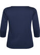 Basis T-shirt med b&aring;dudsk&aelig;ring og 3/4-&aelig;rmer, Bl&aring;, Packshot image number 1