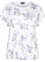 T-shirt med blomsterprint, Lilla