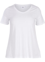 Ensfarvet basis t-shirt i bomuld, Hvid