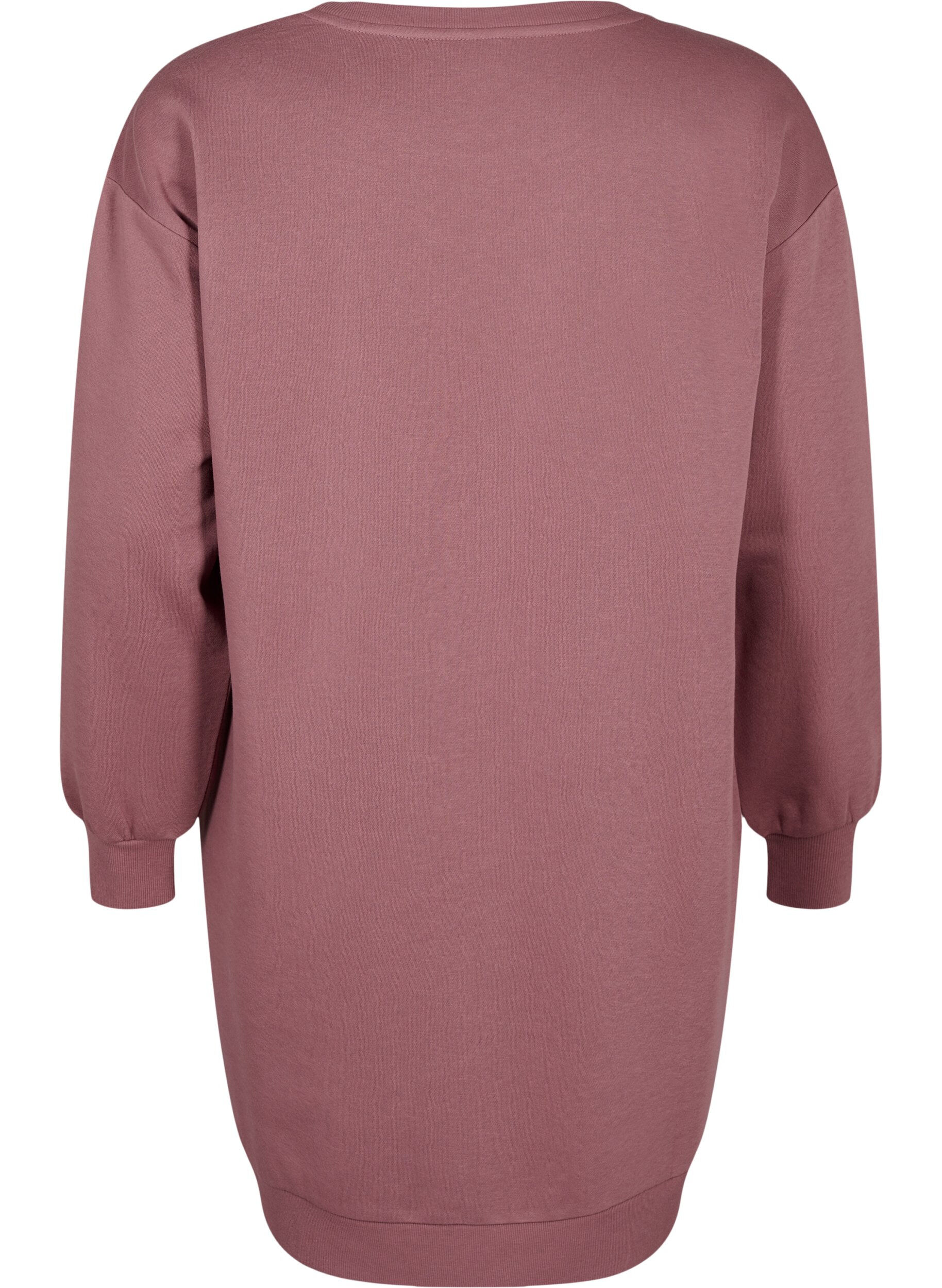 Zizzi Sweatkjole med broderede detaljer, Rose Brown, Packshot image number 1