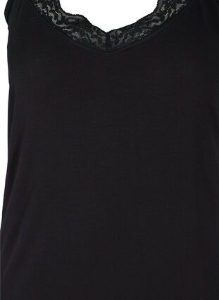 Natkjole med blonder og tynde stropper, Black, Packshot image number 2