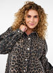 Langærmet denimkjole med leopardprint, Brown Leo AOP, Model image number 2