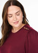 Bluse med knapdetalje og korte puf&aelig;rmer, M&oslash;rk Bordeaux, Model image number 3