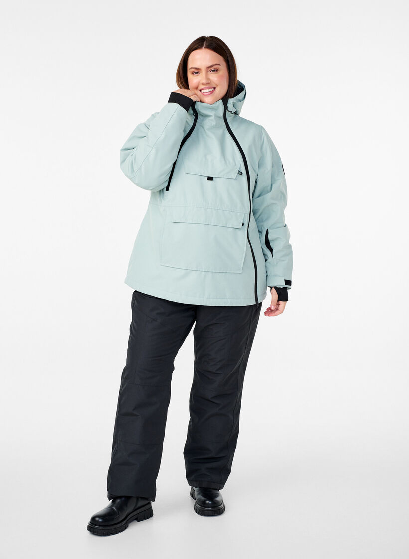 Funktionel ski anorak med hætte, Grøn, Model image number 1
