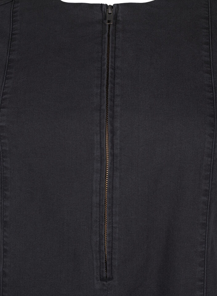 A-shape denimkjole med lynlås, Grey Washed, Packshot image number 2