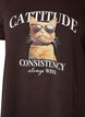 T-shirt i bomuld med frontmotiv, Brun, Packshot image number 2