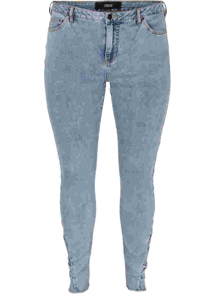 Cropped Amy jeans med sløjfer, Light blue