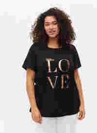 Kortærmet bomulds t-shirt med tryk, Black W. Love , Model