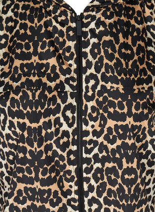Sportsjakke med leopardprint og hætte, Leopard Print, Packshot image number 2