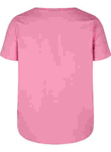 Kortærmet bomulds t-shirt med tryk, Cyclamen LOVE, Packshot image number 1