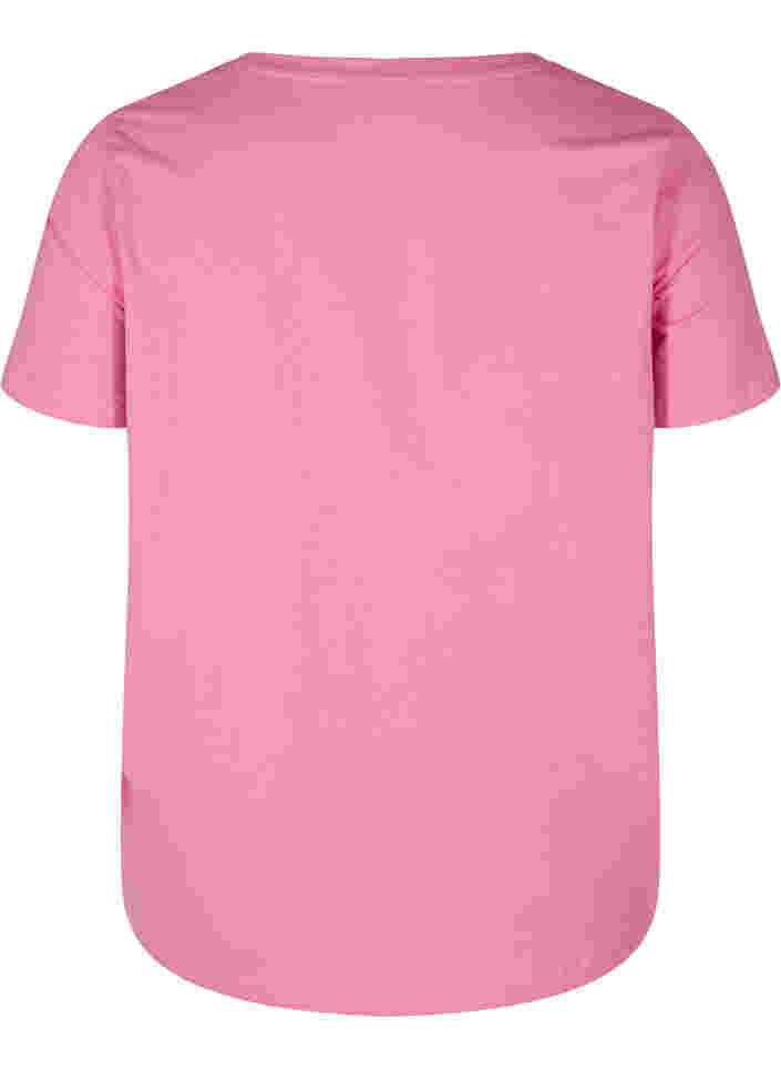 Kortærmet bomulds t-shirt med tryk, Cyclamen LOVE, Packshot image number 1