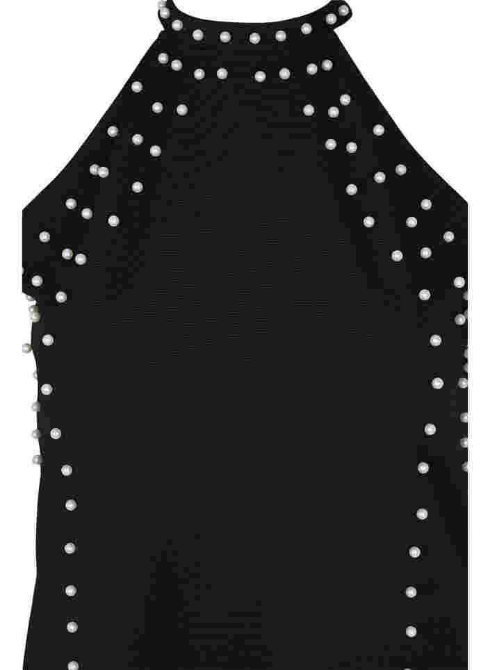 Halterneck kjole med perler, Black w. Beads, Packshot image number 2