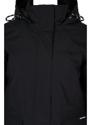 Vinterjakke med aftagelig hætte og lommer, Black, Packshot image number 2