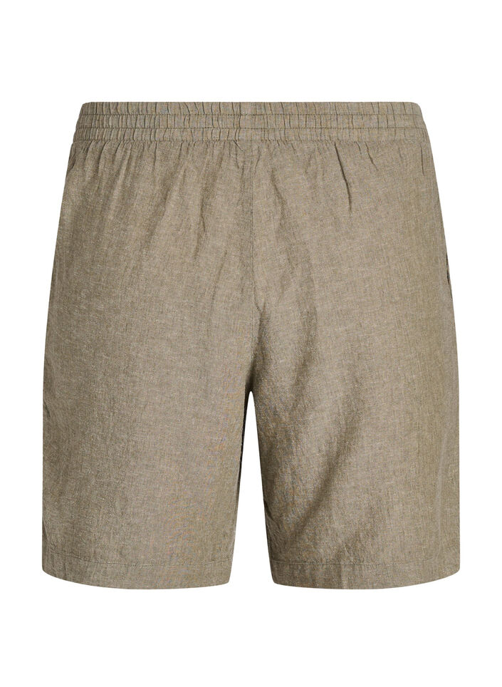 Shorts i h&oslash;r og viskose med h&oslash;j talje, Gr&oslash;n, Packshot image number 1