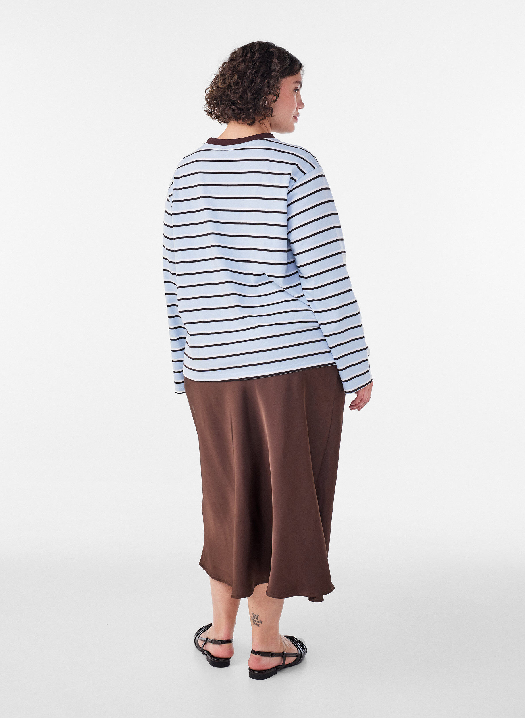 ZizziBasis t-shirt med lange &aelig;rmer, Bl&aring;, Model image number 2