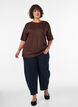 T-shirt med rhinsten og rund hals, Brun, Model image number 1