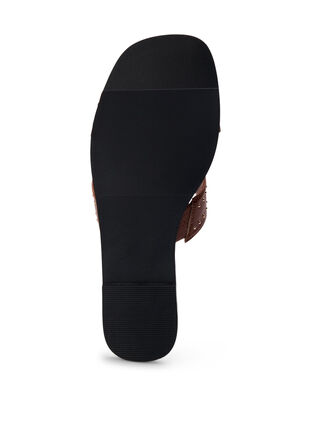 Flade slip-in sandaler med bred pasform og nitter, Friar Brown, Packshot image number 4