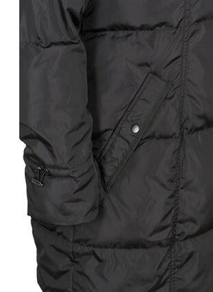 Vinterjakke med aftagelig hætte, Black, Packshot image number 3