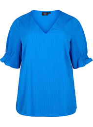 Stribet bluse med 1/2 ærmer, Victoria blue