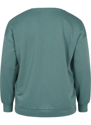 Sweatshirt med sporty tryk, Dark Forest, Packshot image number 1