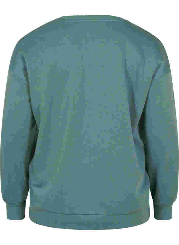 Sweatshirt med sporty tryk, Dark Forest, Packshot image number 1