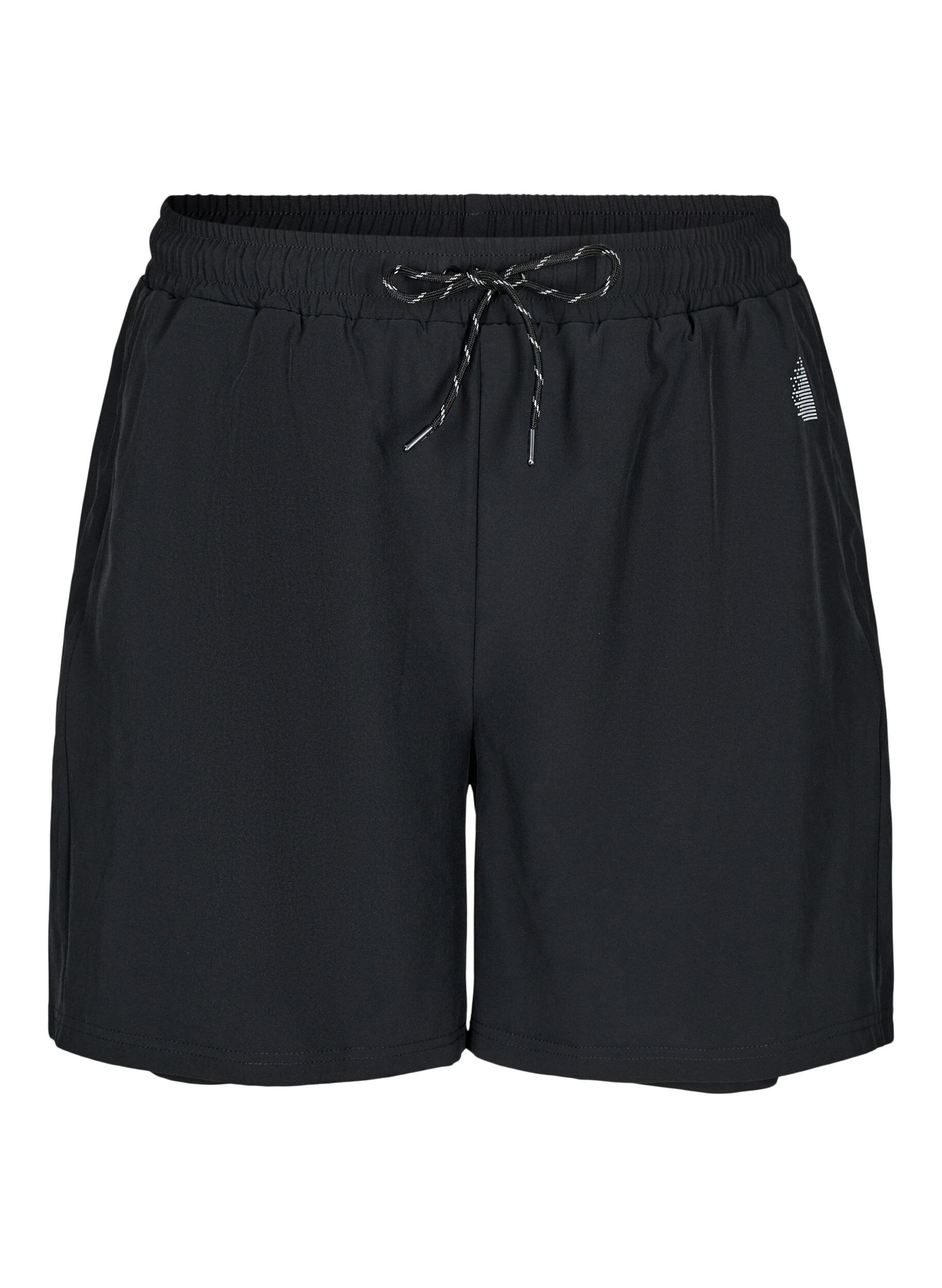 Zizzi Tr&aelig;ningsshorts med indershorts, Sort, Packshot image number 0