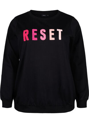 Sweatshirt med tekst , Black W. Reset, Packshot image number 0