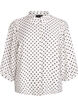 Skjorte med prikket mønster og 3/4 ærmer, Hvid, Packshot image number 0