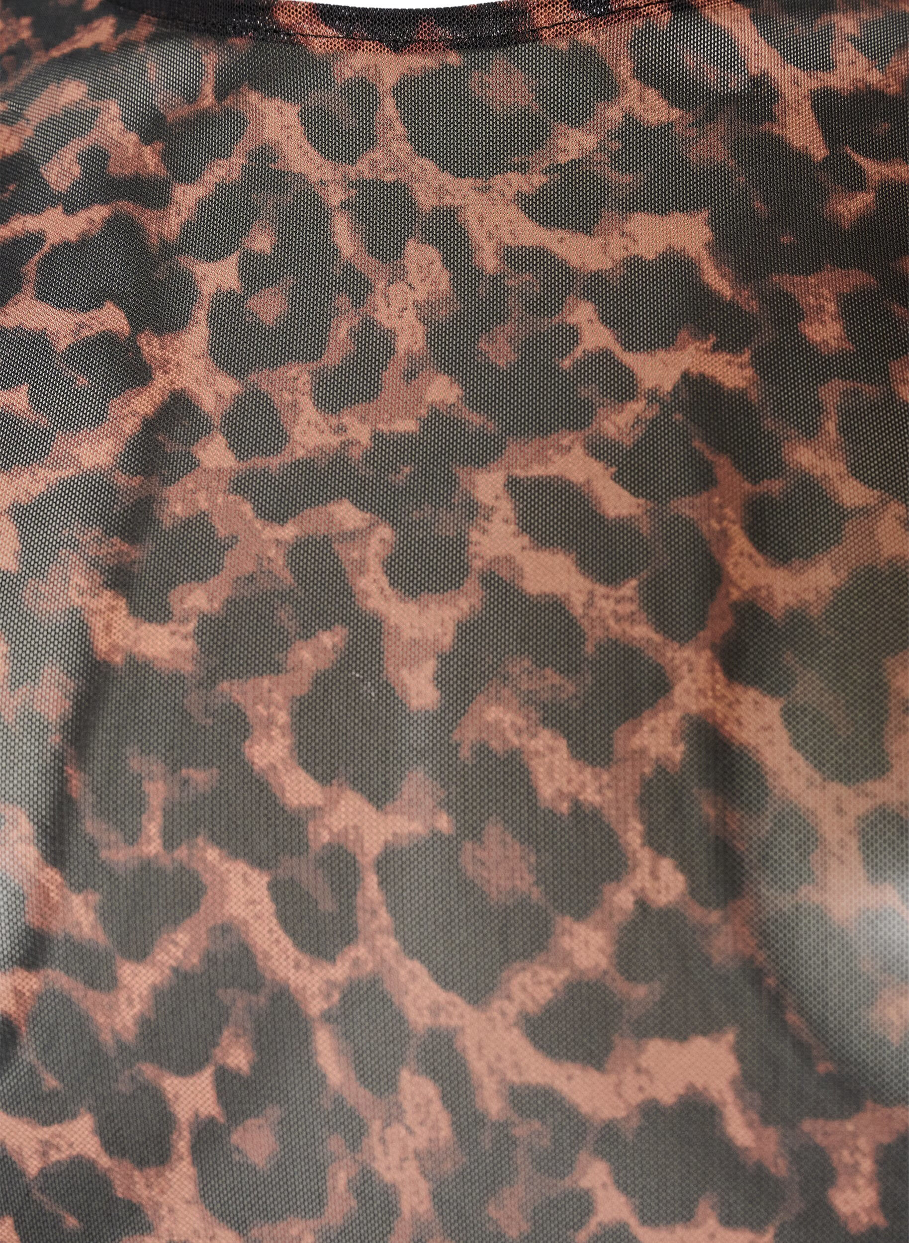 ZizziMeshbluse med print, Brun, Packshot image number 2