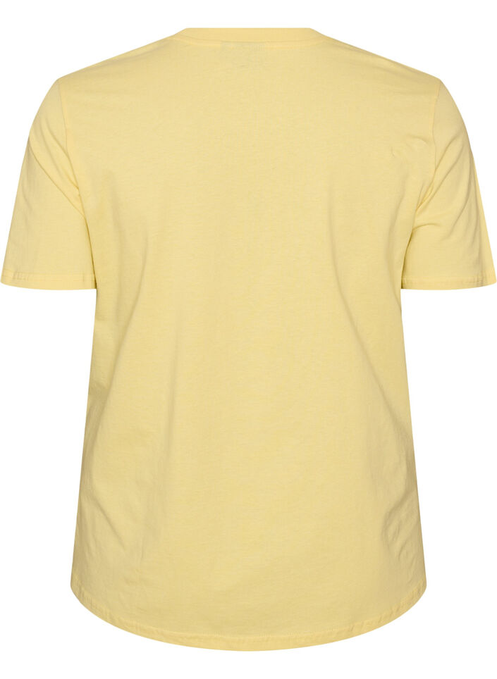 T-shirt i bomuld med print, Gul, Packshot image number 1