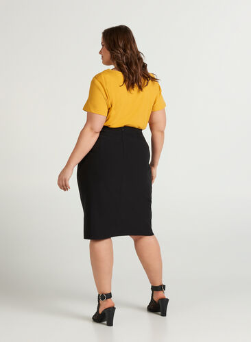 Pencil nederdel med lynlås, Black, Model image number 0