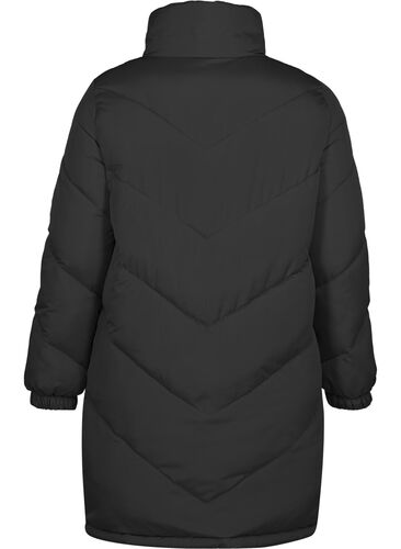 Lang højhalset jakke, Black, Packshot image number 1