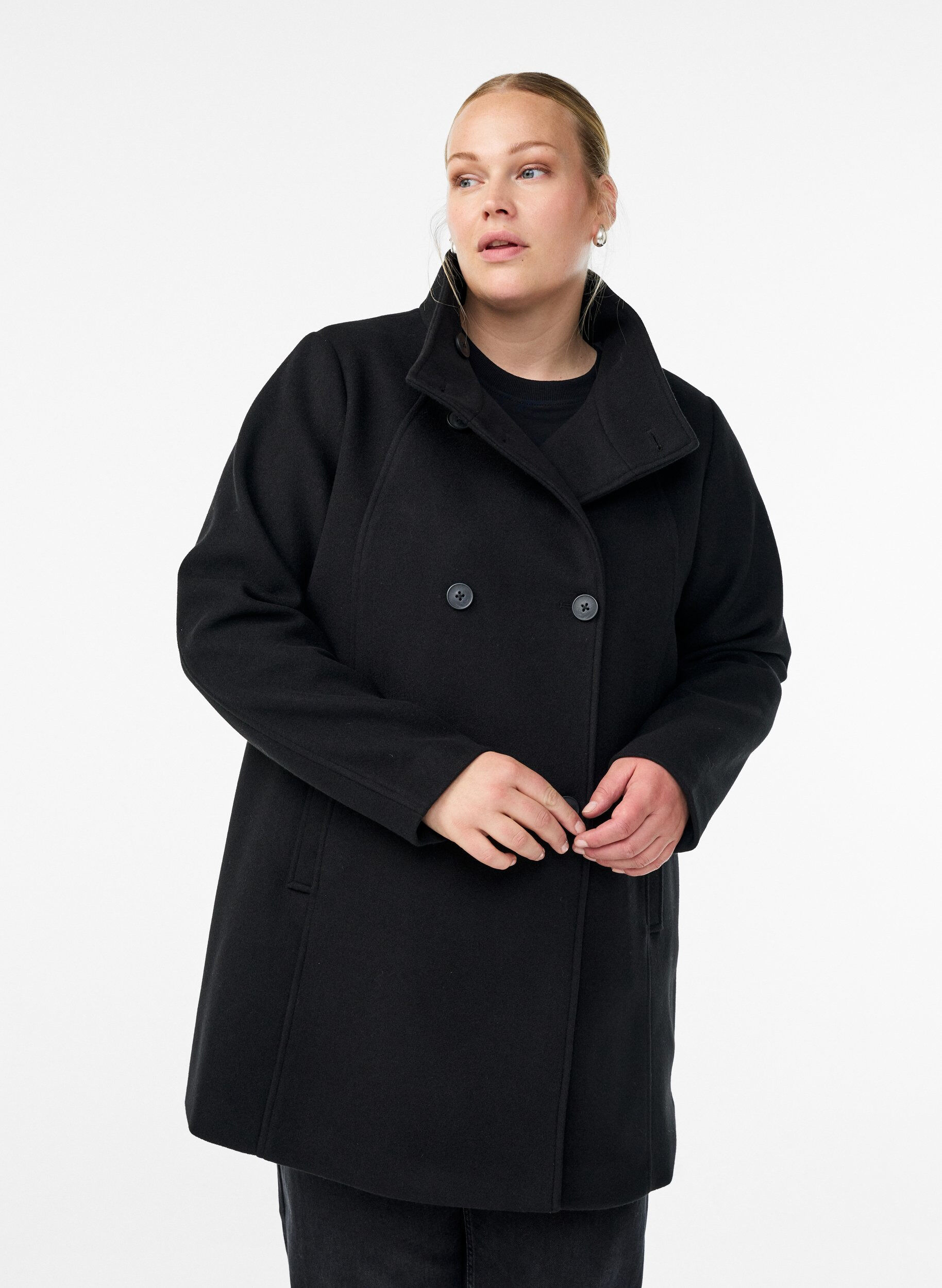 ZizziKort frakke med A-facon, Sort, Model image number 0