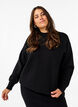 Ensfarvet strikbluse, Black, Model image number 0