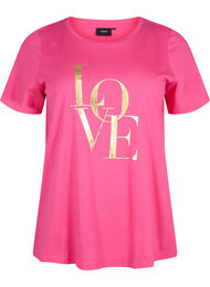 T-shirt i bomuld med guldfarvet tekst , R.Sorbet w.Gold Love