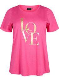 T-shirt i bomuld med guldfarvet tekst , R.Sorbet w.Gold Love