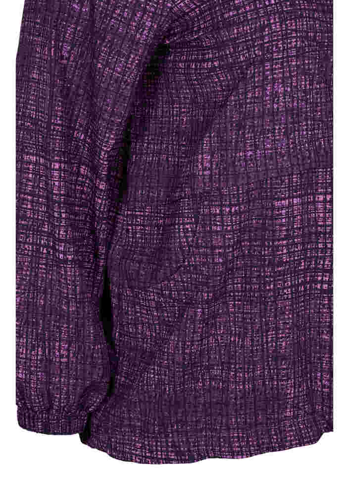 Sports anorak med lynlås og lommer, Square Purple Print, Packshot image number 3