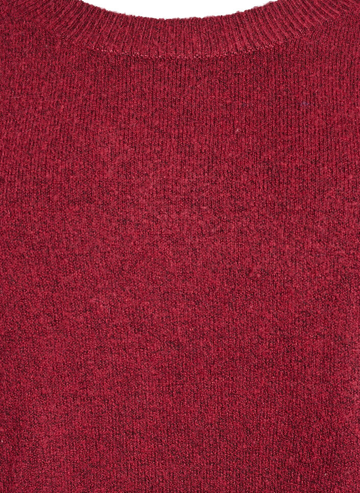 Lang strikbluse med kugleknapper, M&oslash;rk Bordeaux, Packshot image number 2