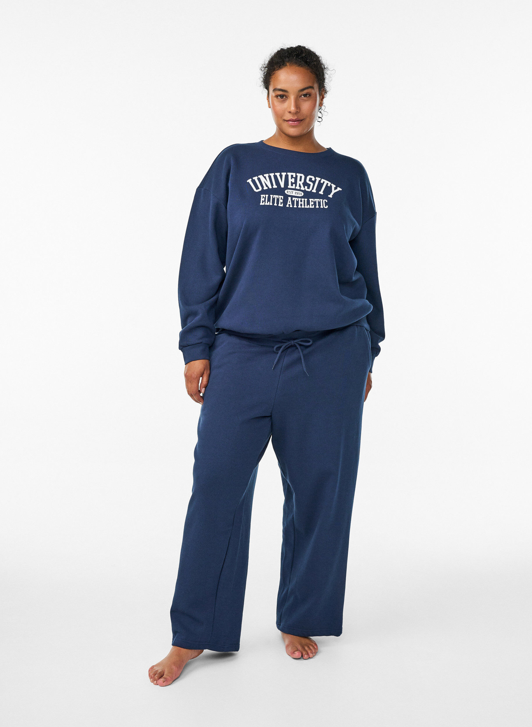 Sweatpants med lommer, Bl&aring;, Model