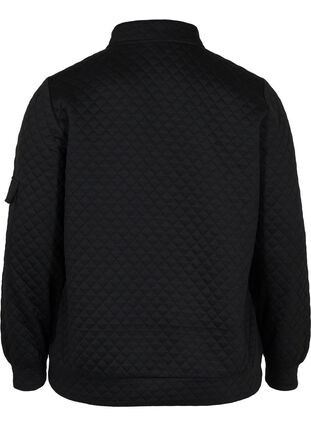 Quiltet sweatshirt med lynlås, Black, Packshot image number 1