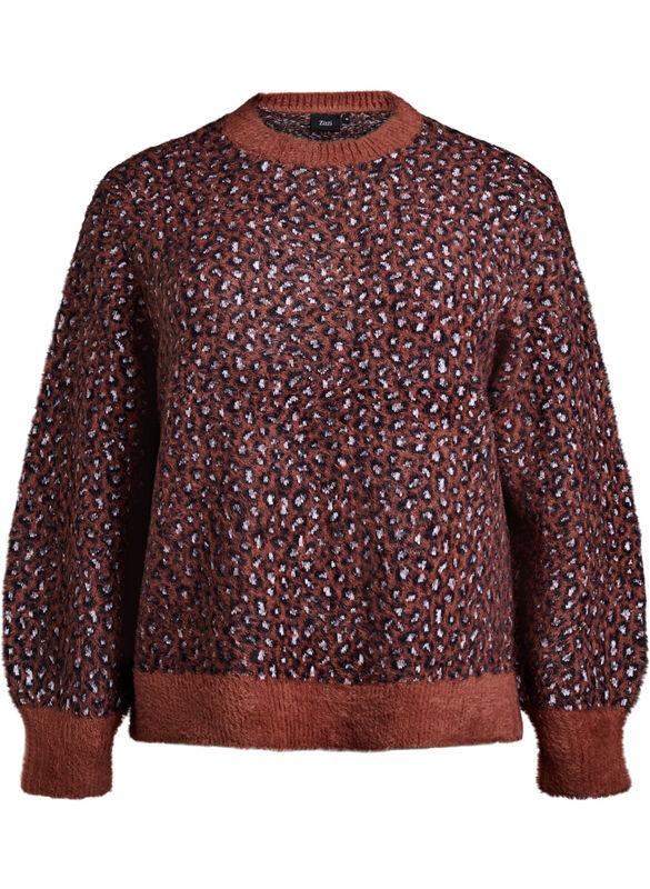 Strikbluse Med Dyreprint Og Fluffy Finish