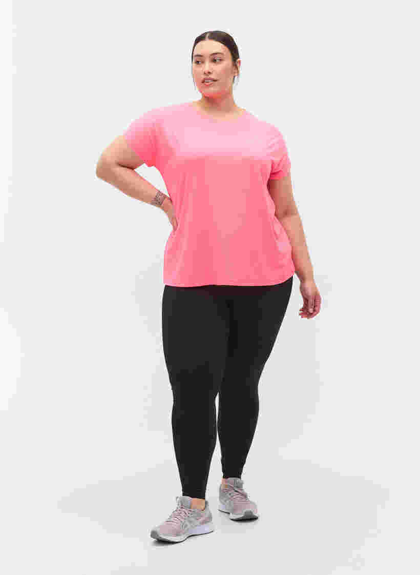 Ensfarvet trænings t-shirt, Neon pink, Model image number 3