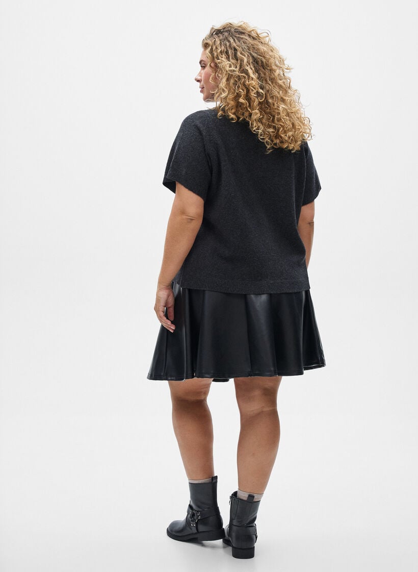 Strik cardigan med korte &aelig;rmer, Gr&aring;, Model image number 2